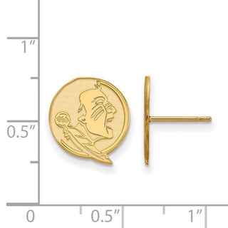 Sterling Silver Gold-plated LogoArt Florida State University Seminole Small Post Earrings