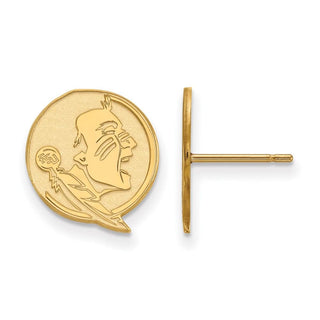 Sterling Silver Gold-plated LogoArt Florida State University Seminole Small Post Earrings