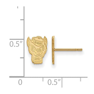 14k Gold LogoArt North Carolina State University Wolf Extra Small Post Earrings