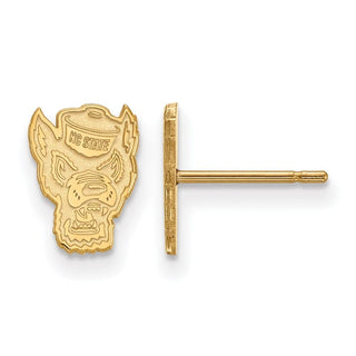14k Gold LogoArt North Carolina State University Wolf Extra Small Post Earrings