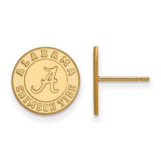 Sterling Silver Gold-plated LogoArt University of Alabama Crimson Tide Small Post Earrings