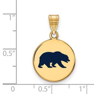 Sterling Silver Gold-plated LogoArt University of California Berkeley Bear Medium Enameled Disc Pendant