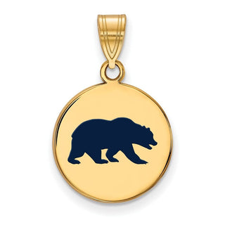 Sterling Silver Gold-plated LogoArt University of California Berkeley Bear Medium Enameled Disc Pendant