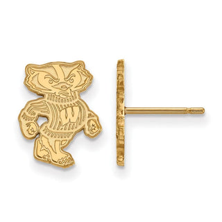 14k Gold LogoArt University of Wisconsin Badger Small Post Earrings