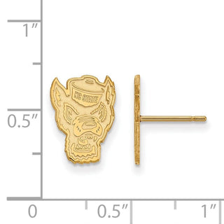 14k Gold LogoArt North Carolina State University Wolf Small Post Earrings