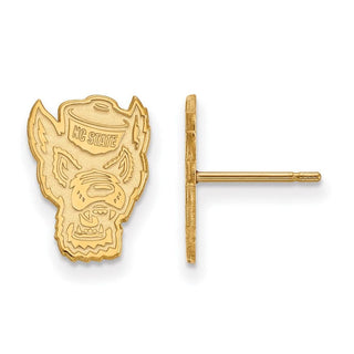 10k Gold LogoArt North Carolina State University Wolf Small Post Earrings
