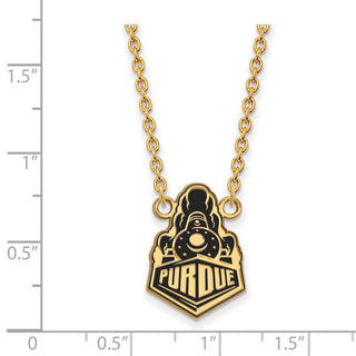 Sterling Silver Gold-plated LogoArt Purdue University Boilermakers Train Logo Large Enameled Pendant 18 inch Necklace