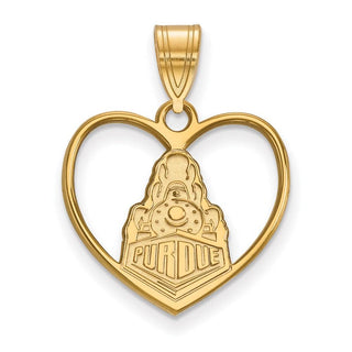 Sterling Silver Gold-plated LogoArt Purdue University Boilermakers Train Logo Heart Pendant