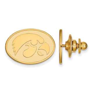 Sterling Silver Gold-plated LogoArt University of Iowa Hawk Oval Lapel Pin