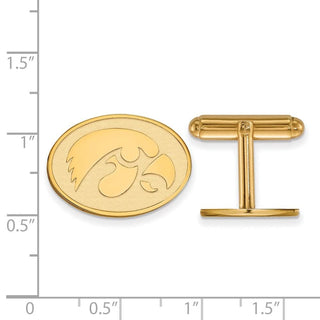 Sterling Silver Gold-plated LogoArt University of Iowa Hawk Oval Cuff Links