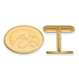 14k Gold LogoArt University of Iowa Hawk Oval Cuff Links
