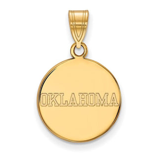 Sterling Silver Gold-plated LogoArt University of Oklahoma Medium Disc Pendant