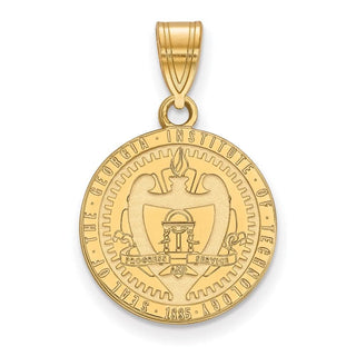 10k Gold LogoArt Georgia Institute of Tech Medium Crest Pendant