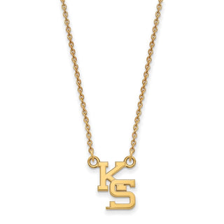 14k Gold LogoArt Kansas State University K-S Small Pendant 18 inch Necklace