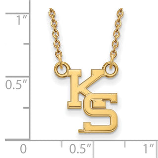 14k Gold LogoArt Kansas State University K-S Small Pendant 18 inch Necklace