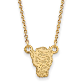10k Gold LogoArt North Carolina State University Wolf Small Pendant 18 inch Necklace