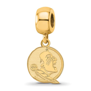 Sterling Silver Gold-plated LogoArt Florida State University Seminole Small Dangle Bead Charm