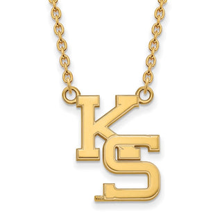 10k Gold LogoArt Kansas State University K-S Large Pendant 18 inch Necklace