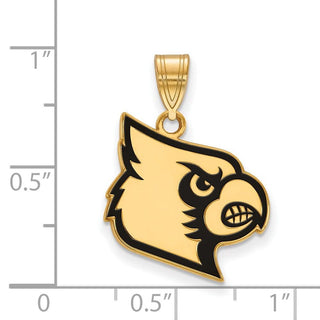 Sterling Silver Gold-plated LogoArt University of Louisville Cardinal Large Enameled Pendant