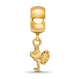 Sterling Silver Gold-plated LogoArt Virginia Tech HokieBird Extra Small Dangle Bead Charm
