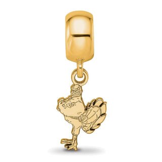 Sterling Silver Gold-plated LogoArt Virginia Tech HokieBird Small Dangle Bead Charm
