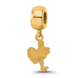 Sterling Silver Gold-plated LogoArt Virginia Tech HokieBird Small Dangle Bead Charm