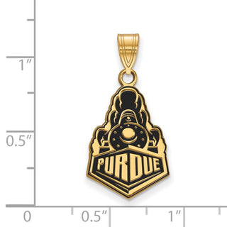 Sterling Silver Gold-plated LogoArt Purdue University Boilermakers Train Logo Large Enameled Pendant