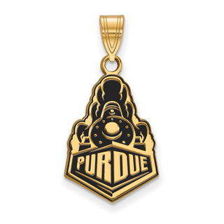 Sterling Silver Gold-plated LogoArt Purdue University Boilermakers Train Logo Large Enameled Pendant