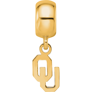 Sterling Silver Gold-plated LogoArt University of Oklahoma O-U Extra Small Dangle Bead Charm