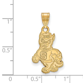 14k Gold LogoArt North Carolina State University Wolf Large Pendant