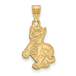 14k Gold LogoArt North Carolina State University Wolf Large Pendant