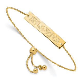 Sterling Silver Gold-plated LogoArt University of Oklahoma Small Bar Adjustable 9 inch Bracelet