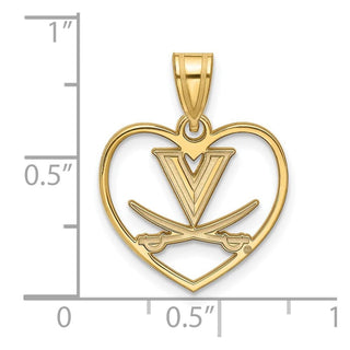Sterling Silver Gold-plated LogoArt University of Virginia Heart Pendant