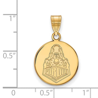 Sterling Silver Gold-plated LogoArt Purdue University Boilermakers Train Logo Medium Disc Pendant