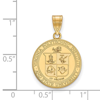 Sterling Silver Gold-plated LogoArt Virginia Tech Large Crest Pendant