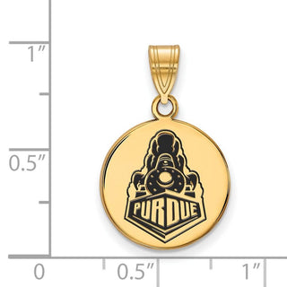 Sterling Silver Gold-plated LogoArt Purdue University Boilermakers Train Logo Medium Enameled Disc Pendant