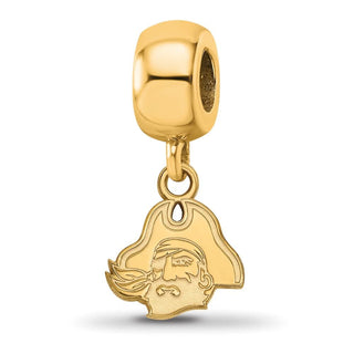 Sterling Silver Gold-plated LogoArt East Carolina University Pirate Extra Small Dangle Bead Charm GP065ECU