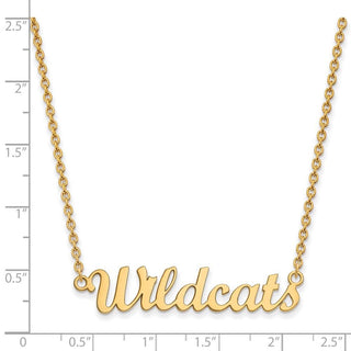Sterling Silver Gold-plated LogoArt Kansas State University Wildcats Script Medium Pendant 18 inch Necklace