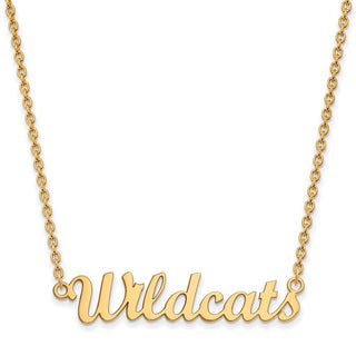 Sterling Silver Gold-plated LogoArt Kansas State University Wildcats Script Medium Pendant 18 inch Necklace