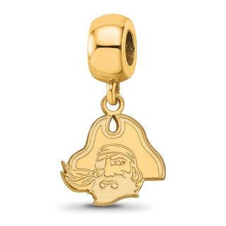 Sterling Silver Gold-plated LogoArt East Carolina University Pirate Small Dangle Bead Charm GP066ECU