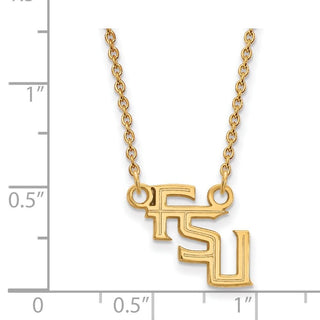 10k Gold LogoArt Florida State University F-S-U Small Pendant 18 inch Necklace