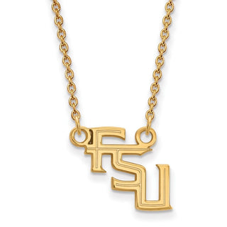 10k Gold LogoArt Florida State University F-S-U Small Pendant 18 inch Necklace