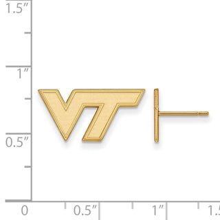 14k Gold LogoArt Virginia Tech V-T Extra Small Post Earrings