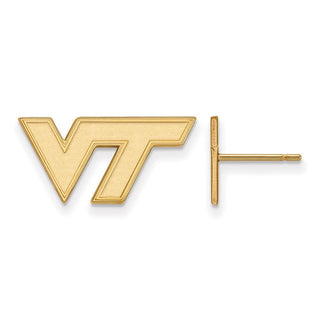 Sterling Silver Gold-plated LogoArt Virginia Tech V-T Extra Small Post Earrings