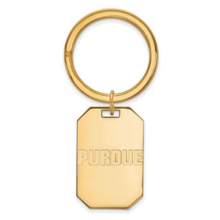 Sterling Silver Gold-plated LogoArt Purdue University Block Type Key Ring