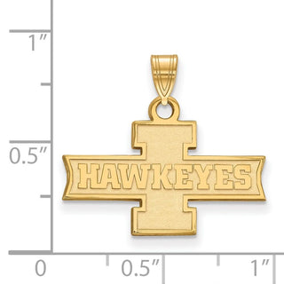 Sterling Silver Gold-plated LogoArt University of Iowa Hawkeyes Small Pendant