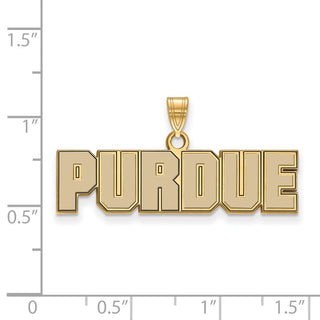 Sterling Silver Gold-plated LogoArt Purdue University Block Type Small Enameled Pendant