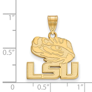 14k Gold LogoArt Louisiana State University L-S-U Tiger Eye Medium Pendant