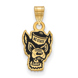 Sterling Silver Gold-plated LogoArt North Carolina State University Wolf Small Enameled Pendant