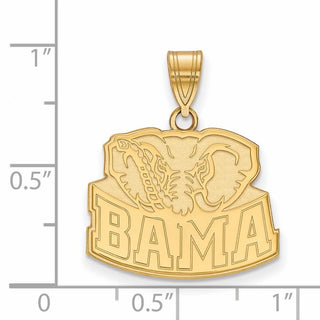 14k Gold LogoArt University of Alabama Elephant Medium Pendant